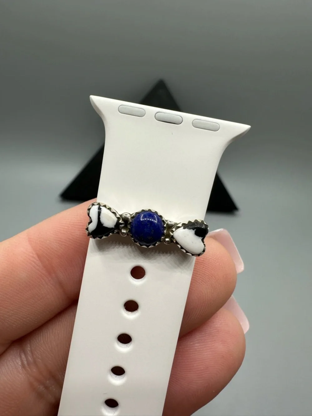 ⌚White Buffalo Lapis Lazuli Sterling Silver 925 Watch Band Charm Handmade Heart